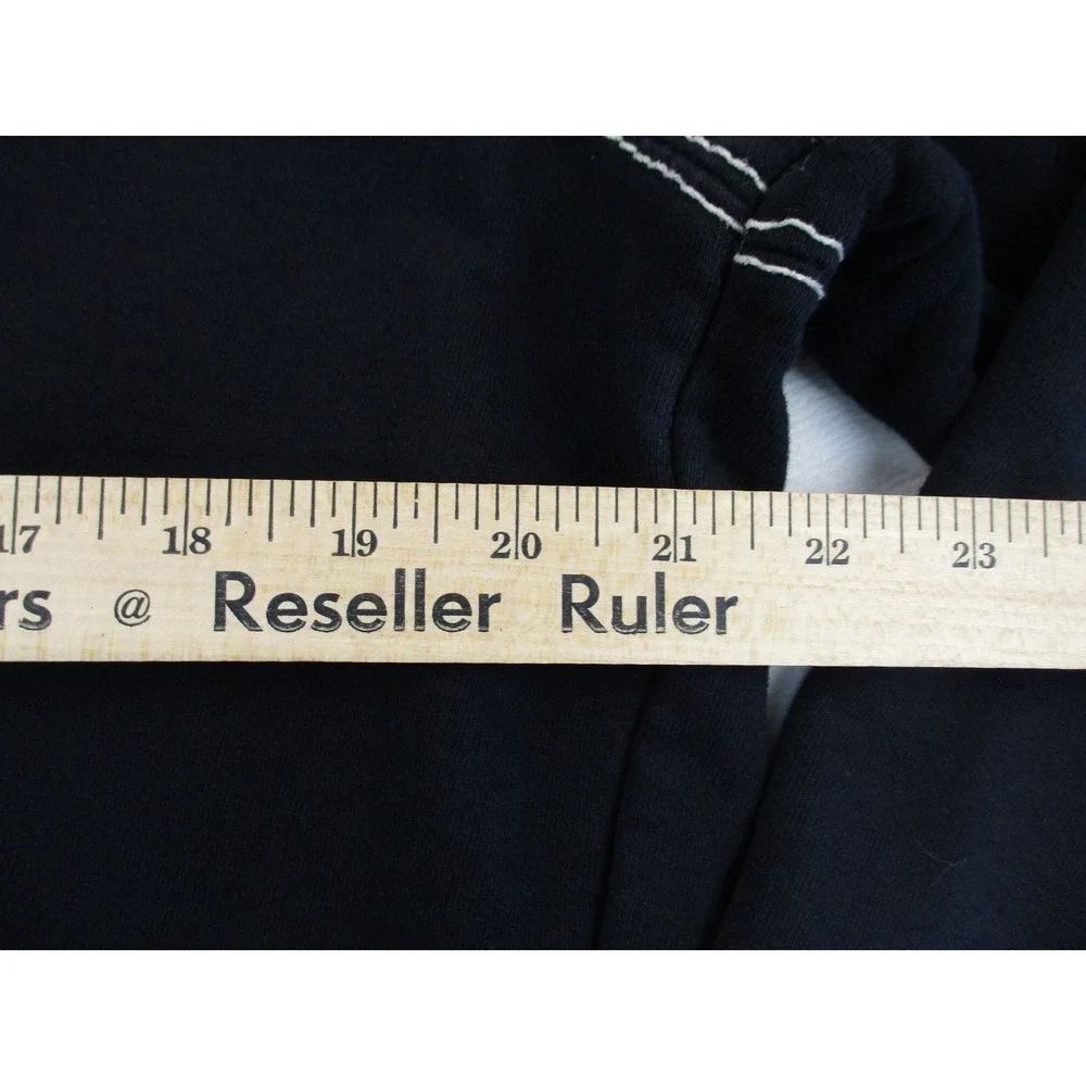 True Religion Hoodie Mens XL Black Big T Pullover Contrast Stitch Utility
